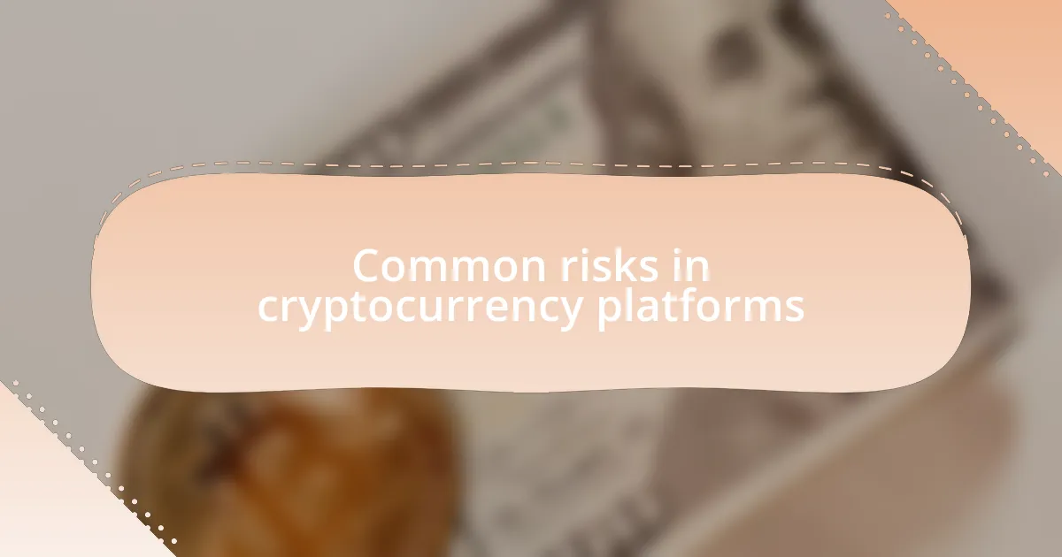 Common risks in cryptocurrency platforms