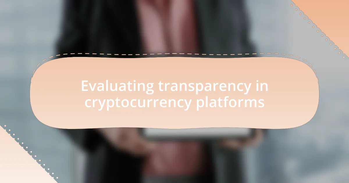Evaluating transparency in cryptocurrency platforms