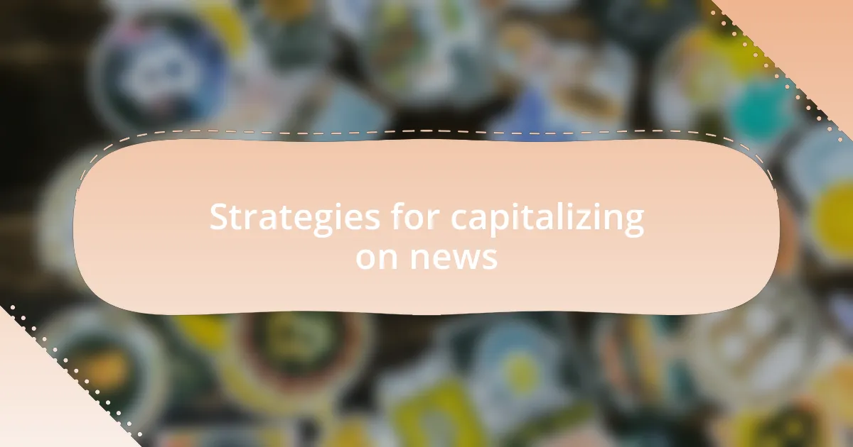 Strategies for capitalizing on news