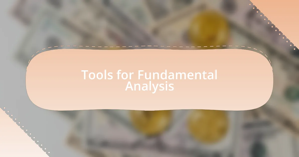 Tools for Fundamental Analysis